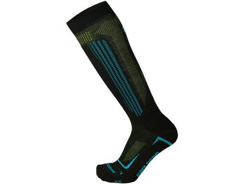 Lyžařské ponožky MICO CALZA SKI SUPERTHERMO PRIMALOFT-SETA MED, NERO/TURCHESE