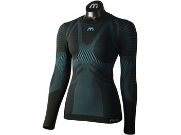 Dámské funkční triko MICO WOMAN LONG SLVS R/NECK SHIRTEXTRA DRY, NERO/TURCHESE