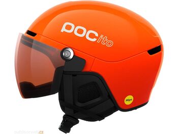 Dětská lyžařská helma se štítem POC POCito OBEX VISOR, fluorescent orange/partly sunny light orange, CAT 2